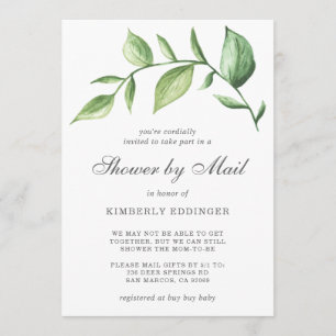 Invitation Baby shower Par Mail Genre Neutre Rustique Verdure