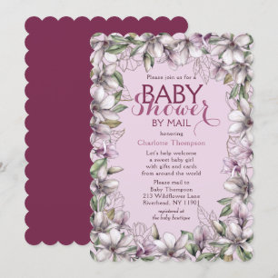 Invitation Baby shower Par Mail Magnolia Aquarelle Florale