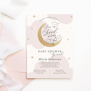 Invitation Baby shower par Mail Pink Twinkle Star et Moon