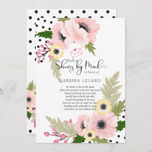Invitation Baby shower par Mail Pink Yellow Poppies Points