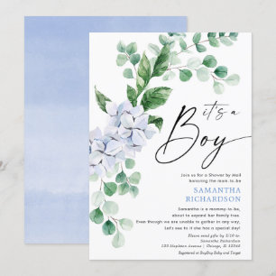 Invitation Baby shower par Mail printemps fleuri bleu vert
