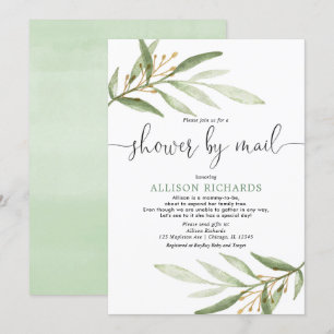 Invitation Baby shower par mail simple vert neutre genre