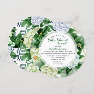 Invitation Baby shower Par Mail Vert Aquarelle Floral