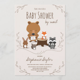 Invitation Baby shower par Mail Woodland Animal Brown