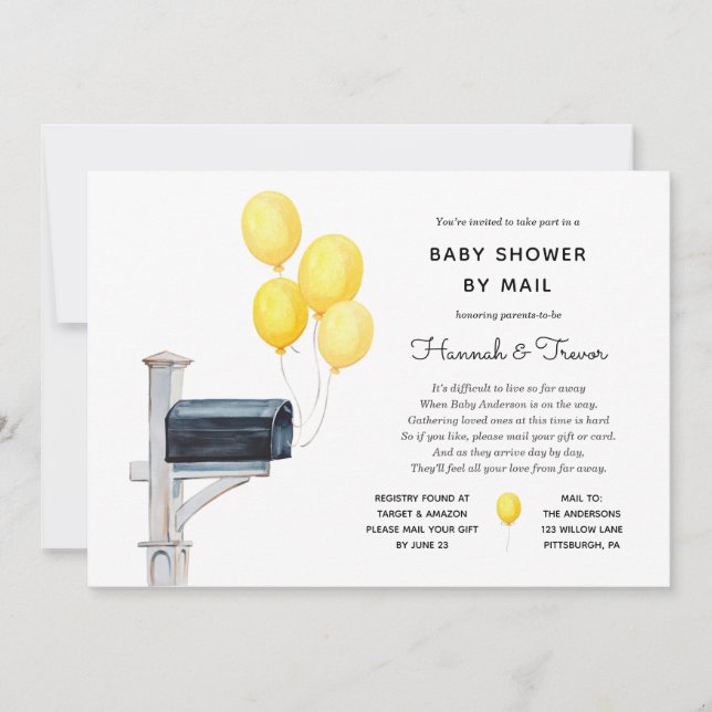 Invitation Baby shower par maillot jaune (Devant)