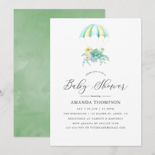 Invitation Baby Shower Parachute Bouquet Floral