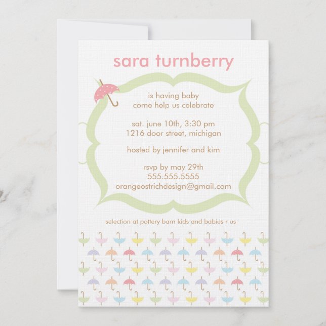 Invitation Baby shower - Parapluie (Devant)
