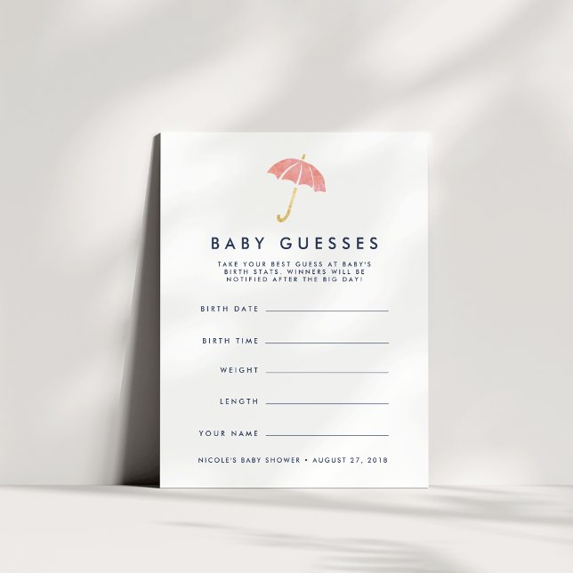 Invitation Baby shower parapluie de corail jeu de devinette (Créateur téléchargé)