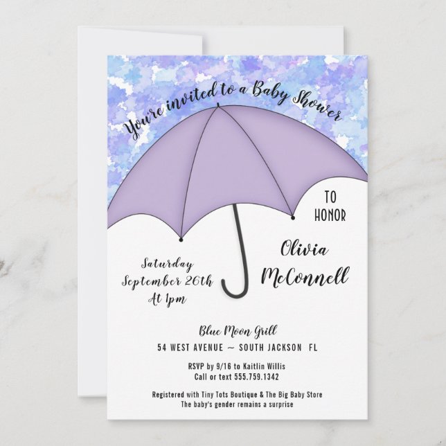 Invitation Baby shower-parapluie neutre pour les femmes Invit (Devant)