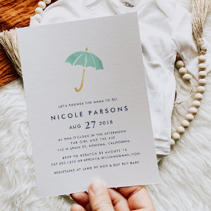 Invitation Baby shower-parapluie Pastel Mint