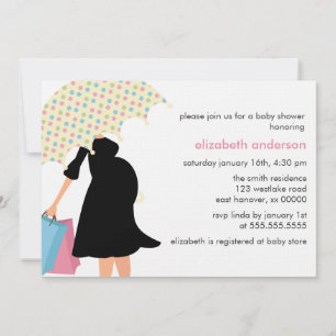 Invitation Baby shower-parapluie Pois Rainbow