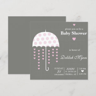 Invitation Baby shower parapluie rose