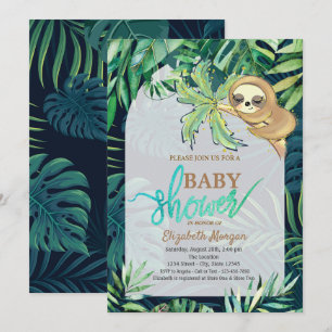 Invitation Baby Shower Paresseux Endormi Feuille de Palmier d