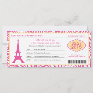Invitation Baby shower Paris Boarding Pass