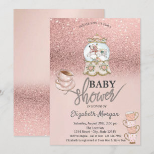Invitation Baby shower Parties scintillant à thé rose Gold