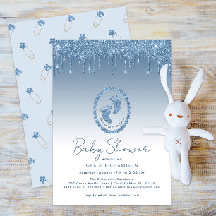 Invitation Baby shower Parties scintillant bleue
