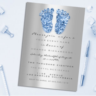 Invitation Baby shower Parties scintillant étincelle Pieds bl