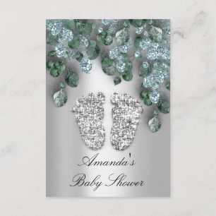 Invitation Baby shower Parties scintillant Pieds gris Eucalyp
