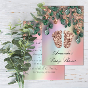 Invitation Baby shower Parties scintillant Pieds Rose Parties