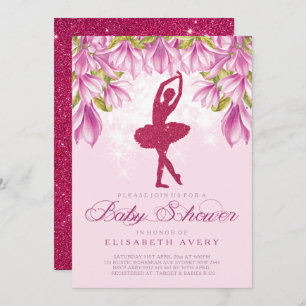 Invitation Baby shower Parties scintillant rose Ballerina