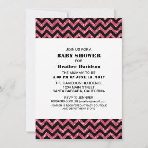 Invitation Baby shower Parties scintillant rose Chevron Invit