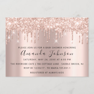 Invitation Baby shower Parties scintillant Rose Gold Spark Ga