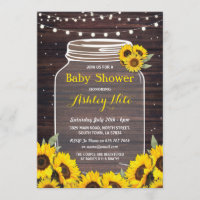 Baby shower Party Jar Wood Tournesol lucioles