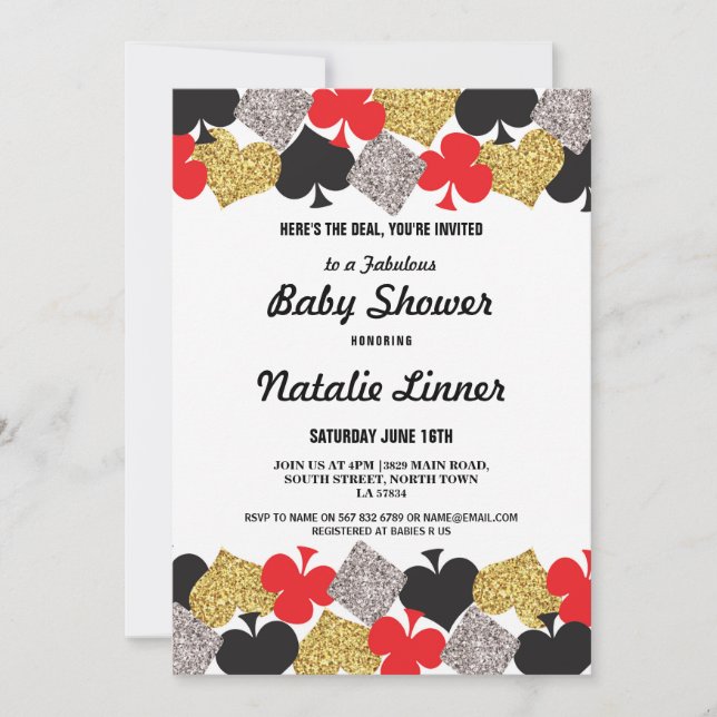 Invitation Baby shower Party Las Vegas Casino Royale Invitati (Devant)