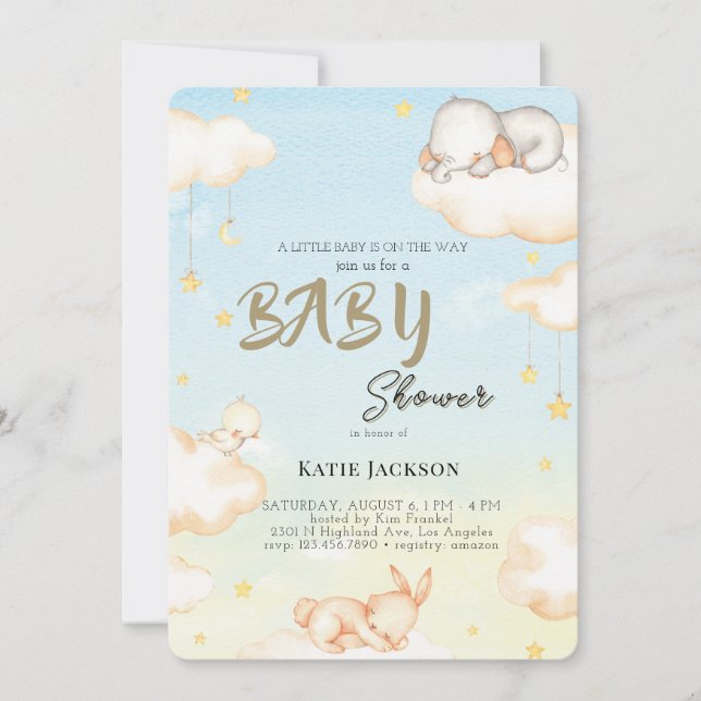 Invitation Baby-Shower pas cher et mignon (Devant)