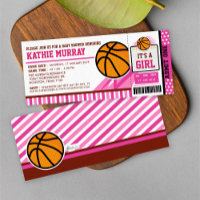 Invitation Baby shower Passe Panier Pink Basketbal