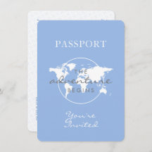 Baby shower Passport Voyage Thème Dusty Blue