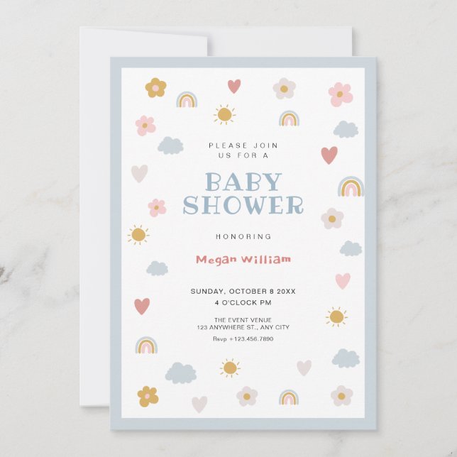 Invitation Baby shower Pastel (Devant)