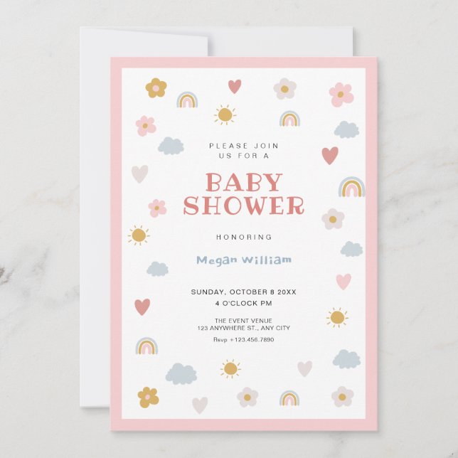 Invitation Baby shower Pastel (Devant)