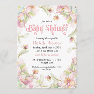 Invitation Baby shower pastel à l'aquarelle Floral