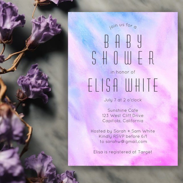 Invitation Baby shower Pastel Abstrait Élégant Chic PERSONNAL (Soft Purple Pastel Abstract Elegant Chic CUSTOM BABY SHOWER Invitation
)