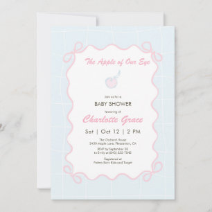 Invitation Baby shower Pastel Blue Apple