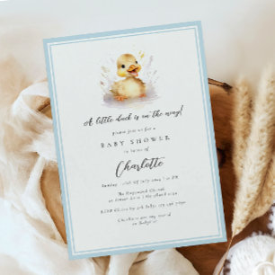 Invitation Baby shower Pastel Blue Little Duck