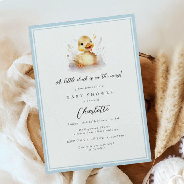 Invitation Baby shower Pastel Blue Little Duck (Créateur téléchargé)