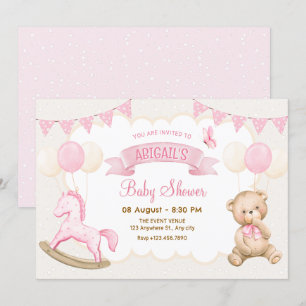 Invitation Baby shower pastel crème rose