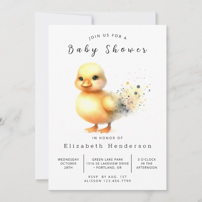 Invitation Baby shower Pastel Custom Duck (Devant)