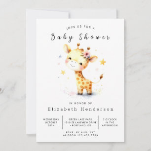 Invitation Baby shower Pastel Custom Giraffe