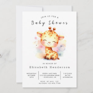 Invitation Baby shower Pastel Custom Giraffe