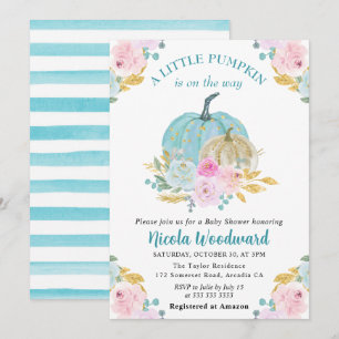 Invitation Baby Shower Pastel de Couleurs d'Automne à l'Aquar