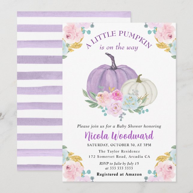 Invitation Baby Shower Pastel de Couleurs d'Automne à l'Aquar (Devant / Derrière)