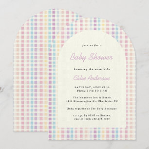 Invitation Baby shower Pastel En vichy Rainbow Colors