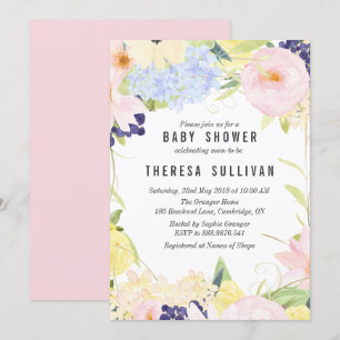 Invitation Baby shower Pastel Fleurs de Printemps