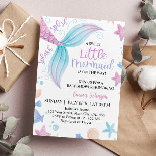 Invitation Baby shower Pastel Little Mermaid
