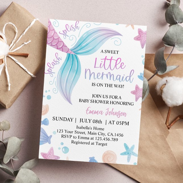 Invitation Baby shower Pastel Little Mermaid (Créateur téléchargé)