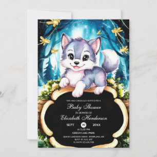 Invitation Baby shower Pastel Little Wolf