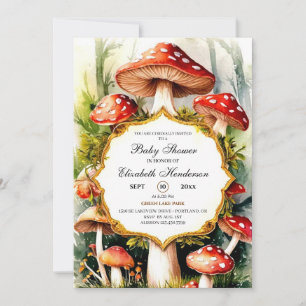 Invitation Baby shower Pastel Mushroom personnalisé